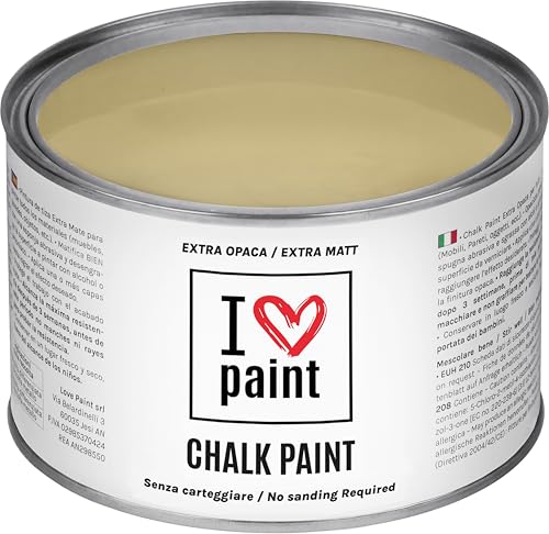 I Love Chalk Paint® couleur Corde 375 ml - Peinture à la craie - Sans poncer, couleurs meubles, murs et objets - Sans solvants ni formaldéhyde - Sans odeur, à base d'eau