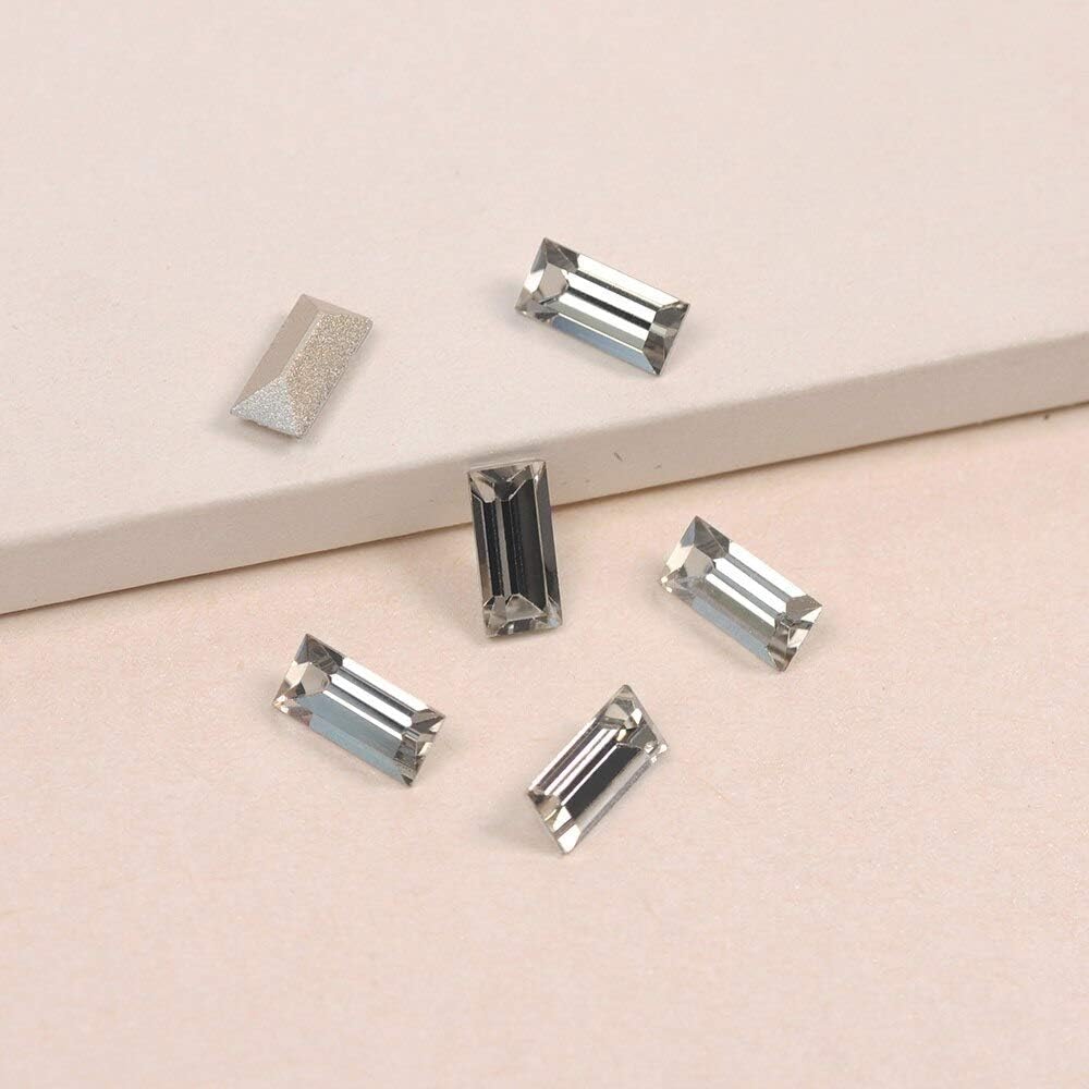 Best Nails Rhinestone Baguette Shape Black Diamond Color Popular Glass Rhinestones for 3D DIY Nail Art Gems