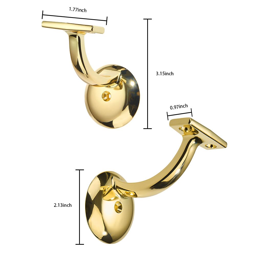 Vintage Polished Gold Handrail Bracket - STAIR, Zinc Alloy — KHTUMEWARE
