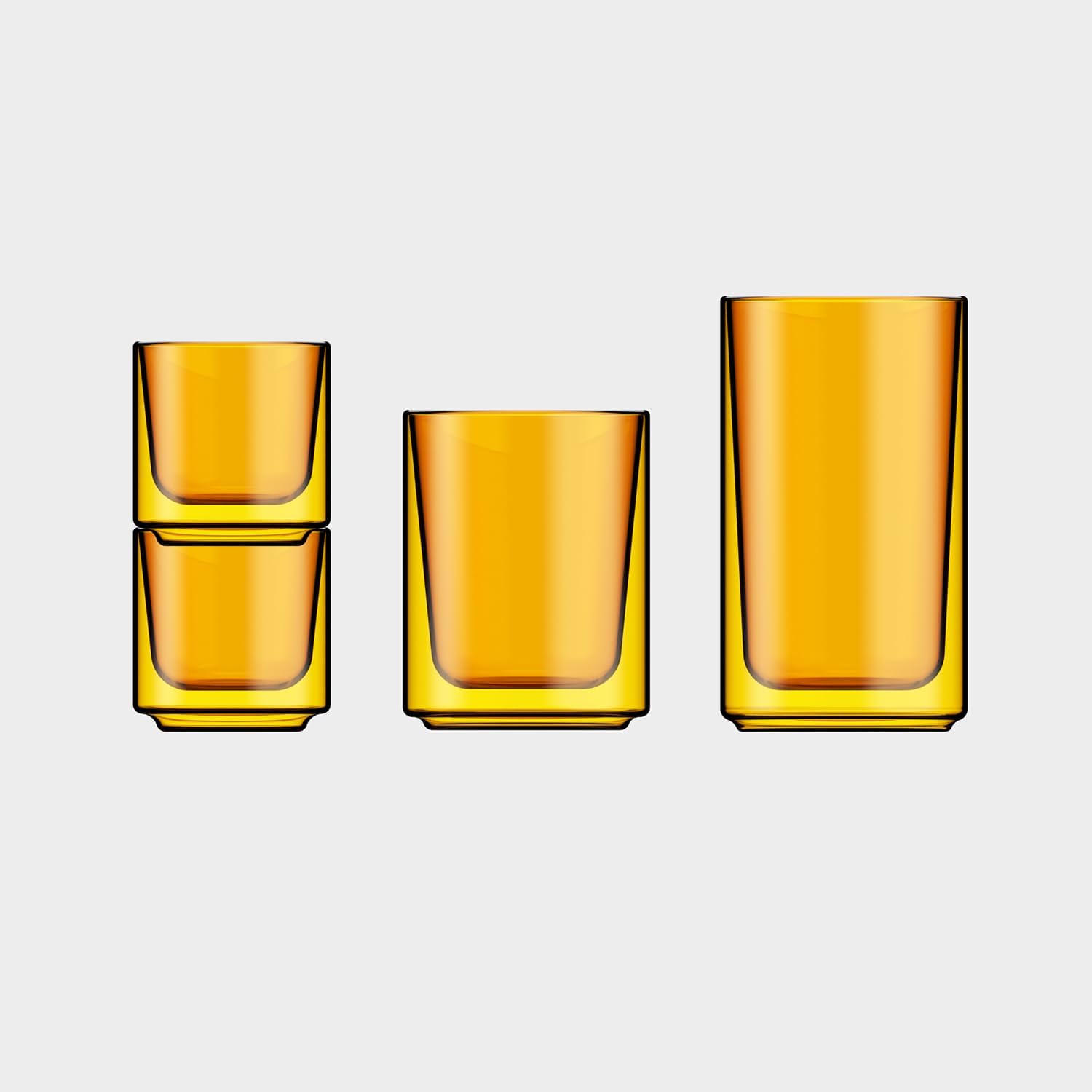 Terra Kaffe Marigold Forte 12 oz Double-Walled Coffee Glass – Borosilicate Thermal Insulated Stackable Latte & Cold Brew Cup, Heat-Resistant Clear Glassware