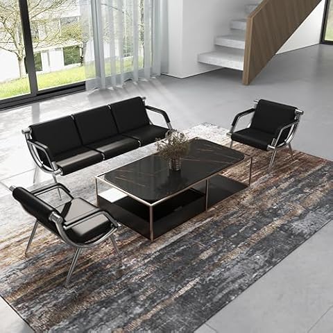 Kinsuite 5-Seats Waiting Room Chairs - Airport Reception Chairs Waiting Benches PU Leather Office Guest Chairs & Reception Chairs for Clinic Office School Salon with Arms Cover