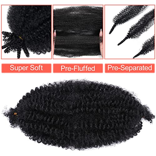 Marley Hair 10 Inch 7 Packs Pre Separated Springy Afro Twist Hair Marley Twist Braiding Hair For Faux Locs Crochet Hair Pre Fluffed Spring Twist Hair Synthetic Hair Extensions (10",1B) #TOP2