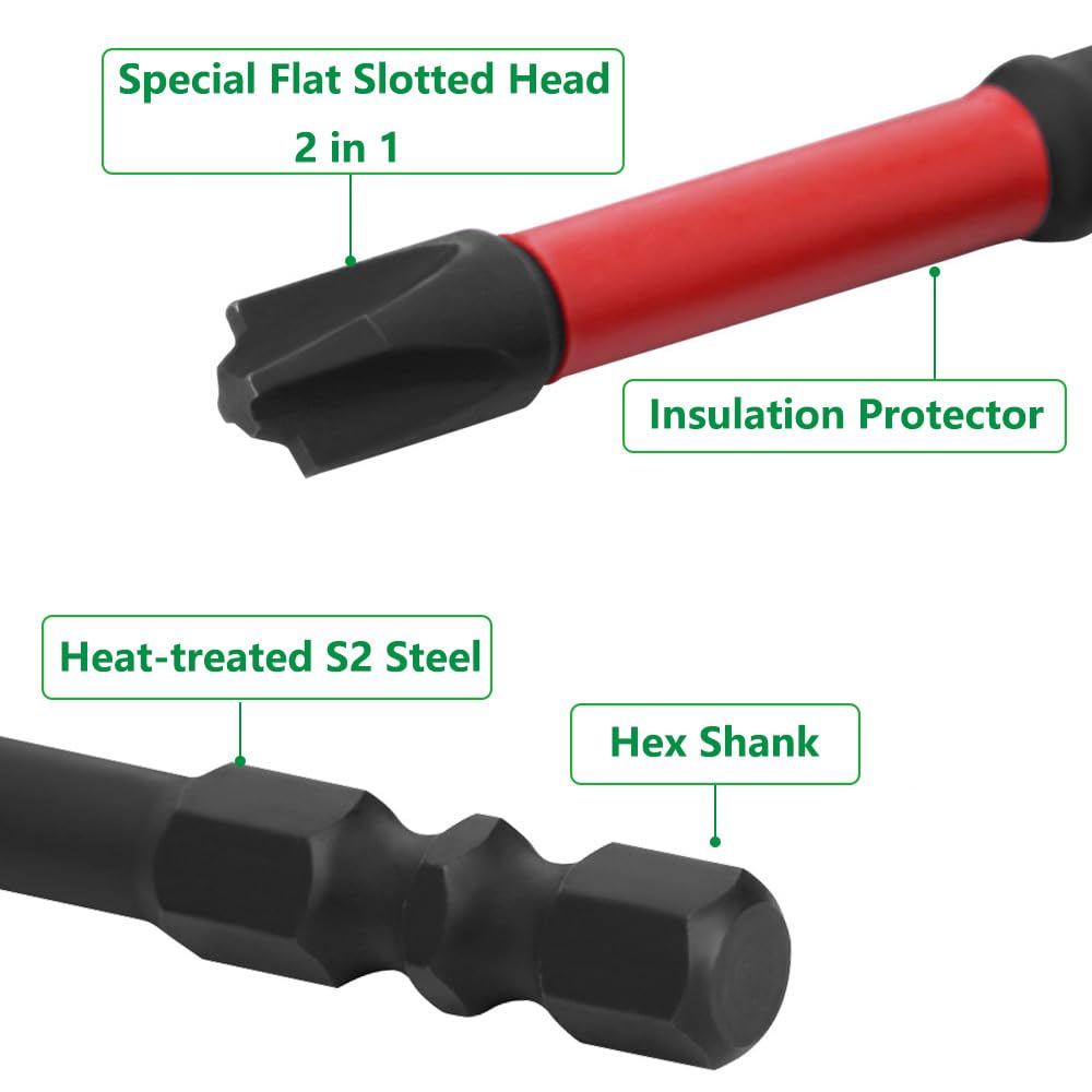 Saipe 10pcs PH2 Flat Slotted Phillips Cross Head Screwdriver