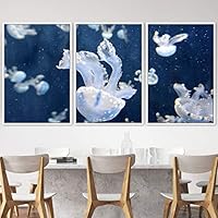3 Piece Framed Canvas Wall Art Colorful Jellyfish Marine Life Canvas Prints Home Artwork Decoration for Living Room,Bedroom - 16
