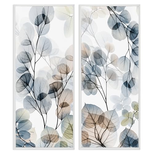 Stupell Industries Elegant Abstract Botanical Plant Leaves Pattern Collage,Design by Albert Koetsier, White Framed, 10 x 24