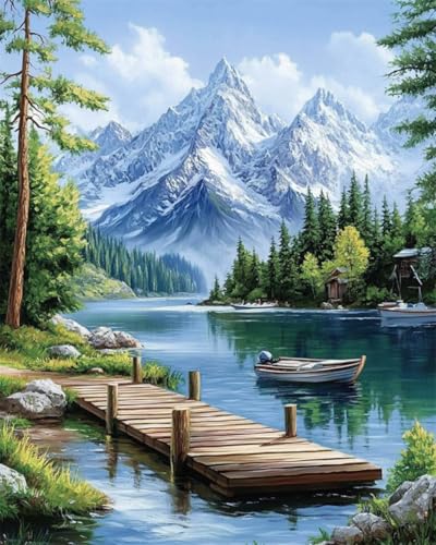 Point de croix de perles paysage de bateau 50x60cm AYAOYANGGO