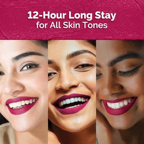 Image of Mamaearth Moisture Matte Longstay Mini Lipstick with Avocado Oil & Vitamin E for 12 Hour Long Stay- 12 Berrylicious Magenta- 0.7 g
