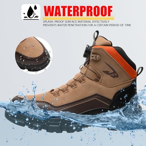 COOU Veiligheidsschoenen Heren Waterdichte Werkschoenen Dames Lichtgewicht Veiligheidslaarzen met Stalen Neus Antislip Beschermende Schoenen Zwart 48