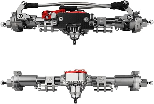 CNC Anodized Complete Front & Rear Portal Axle for 1/10 RC Crawler Car Axial SCX10 & SCX10 II 90046 90047 Metal Upgrade Parts (Titanium)