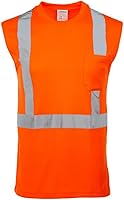 Vista 1 de J. J. Keller & Associates, Inc. Camiseta de alta visibilidad para hombre, sin mangas, ANSI Clase 2 Tipo R, bolsillo en el pecho, SAFEGEAR