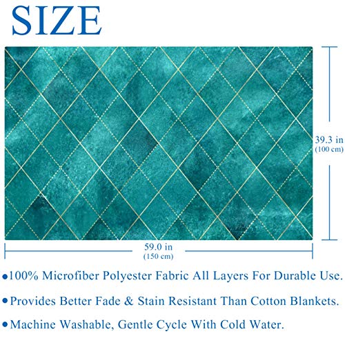 Plaid géométrique bleu doux et chaud jeté de canapé microfibre - 6