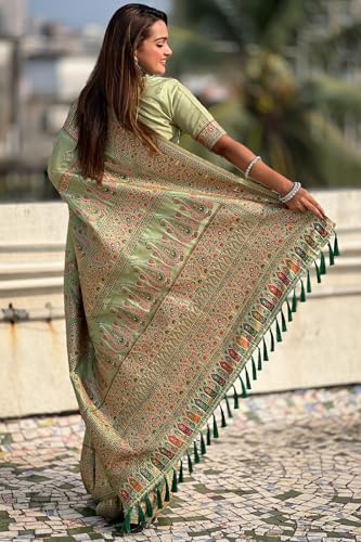 Image of SGF11 Women's Kanjivaram Pure Soft Silk Saree With Unstitched Blouse Piece