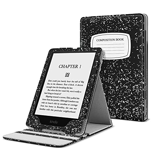 TNP Case Covers for Kindle Paperwhite Cover 11th Generation-2021 / Signature Edition 6.8 Inch eReader with Foldable Stand, Vertical Flip Origami Paper White Cover, Premium PU Leather, Composition Book