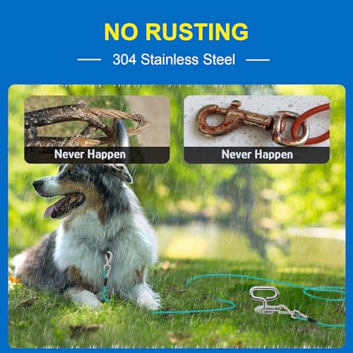 image for AMOFY Dog Tie Out Cable for Dogs Pets - Heavy Duty Dog Tether Run Cabl