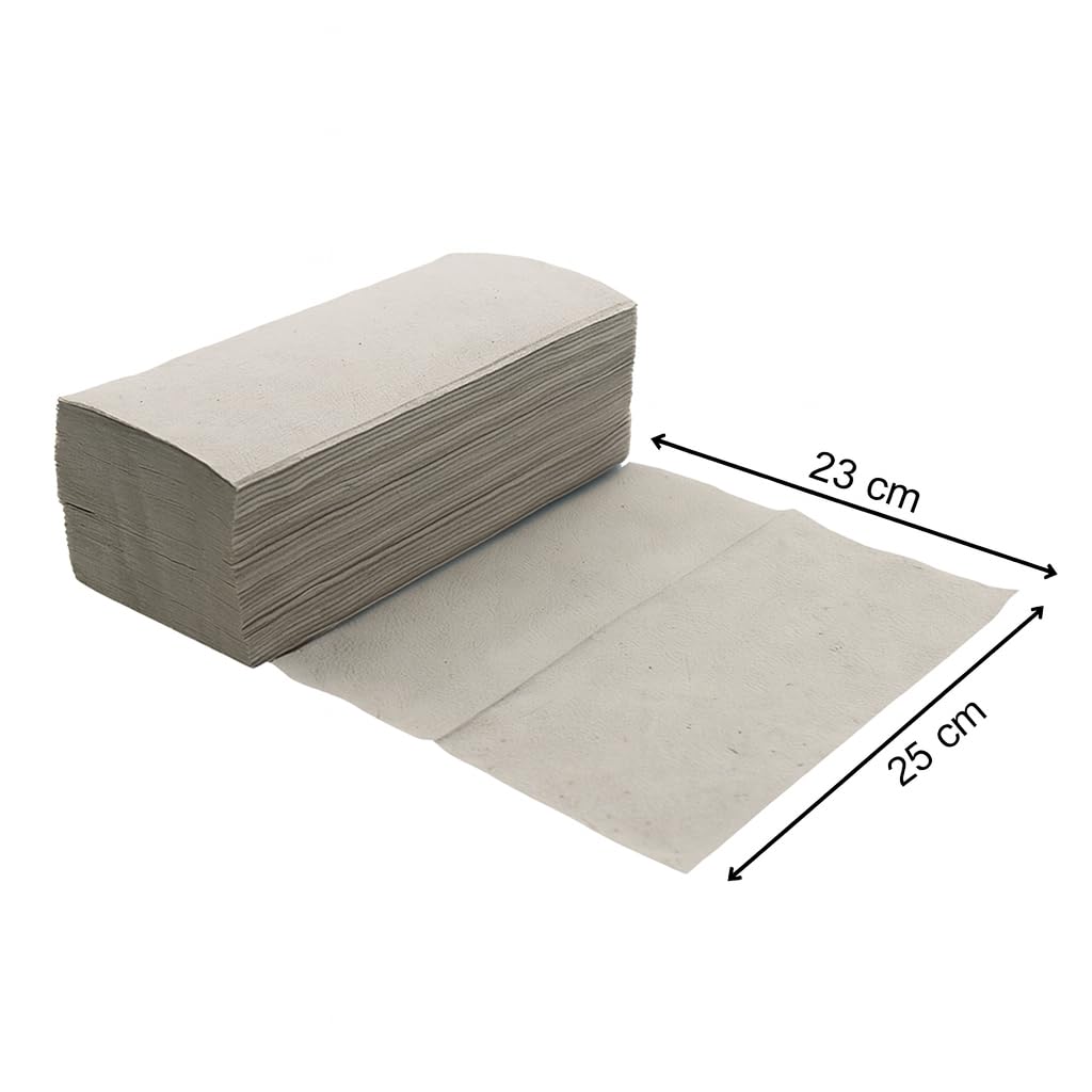 Papierhandtücher 25x23 cm V-Falz – 5000 Stück | 1-lagige Falthandtücher aus Recyclingpapier | Einweg Papierhandtücher für Spender | Großpackung für Büro, Werkstatt & Gastronomie – Enpack Pakla