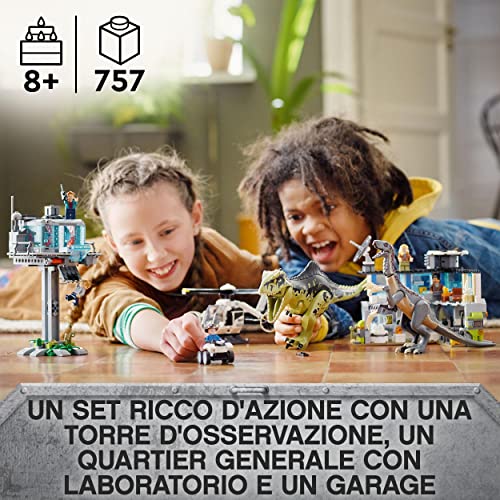 Jurassic World l’Attacco del Giganotosauro e del Terizinosauro, Dinosauri Giocattolo e 6 Minifigure, Giochi per Bambini e Bambine, Idee Regalo di Compleanno, Dino 76949 - Lego - Immagine 2
