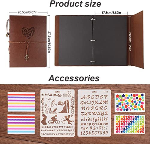 Thxmadam Scrapbook Album Leather Photo Album Vintage Wedding Guest Book Diy Memory Book With 60 Black Pages Present For Christmas Valentines Anniversary Mother’s Day Birthday Gift For Mum Dad Friend #TOP1