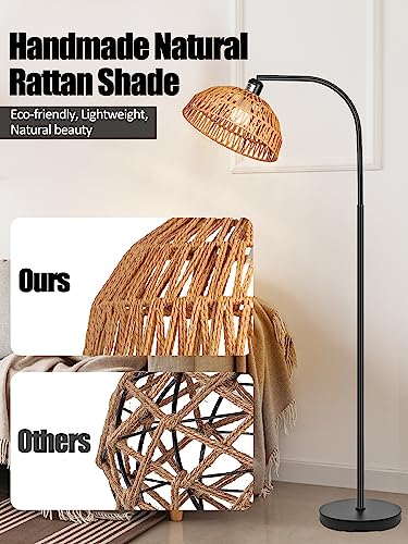 Brilvibera FR7701BK-RB Rattan Floor Lamp- Boho Standing Lamp thumb #4