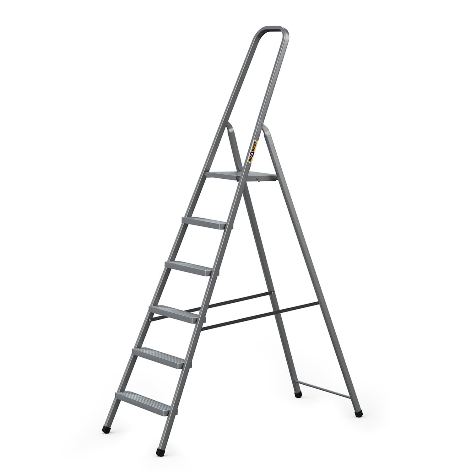 DRABEST Home Steel Ladder with Powder-Coated Finish & Platform – Step Ladder 6 Step with Platform – Lightweight, Foldable – 125 Kg – 49x197x8cm