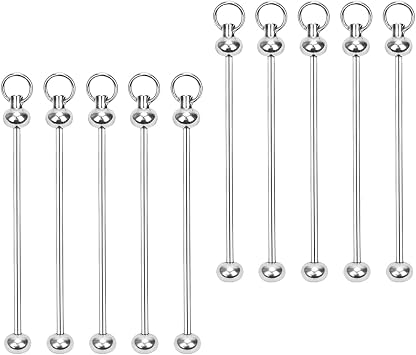 10pcs Metal Beadable Keychain Bars, DIY Bead Keychain Charms & Pendant Links for Jewelry Making, Silver Beadable Metal Bars for Craft Projects & Accessories