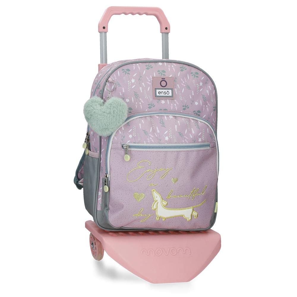 Enso Beautiful day Mochila Escolar con Carro Morado 30x38x12 cms Poliéster 13,68L