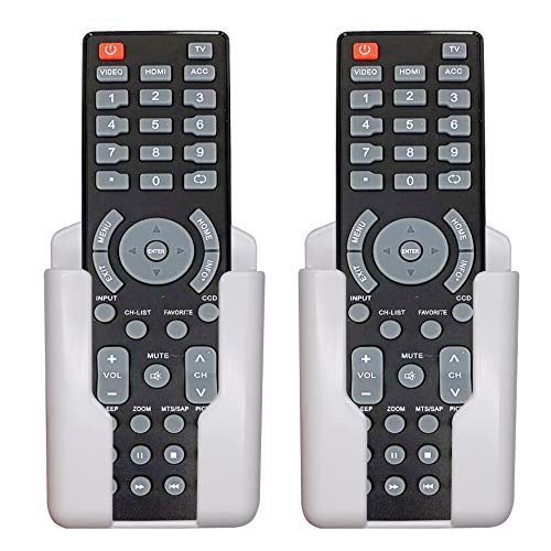 EIKS 2 Pack Remote Holder Controller Rack, Two Way Wall Mounting - Using Adhensive Tape or Drilling Holes (White)