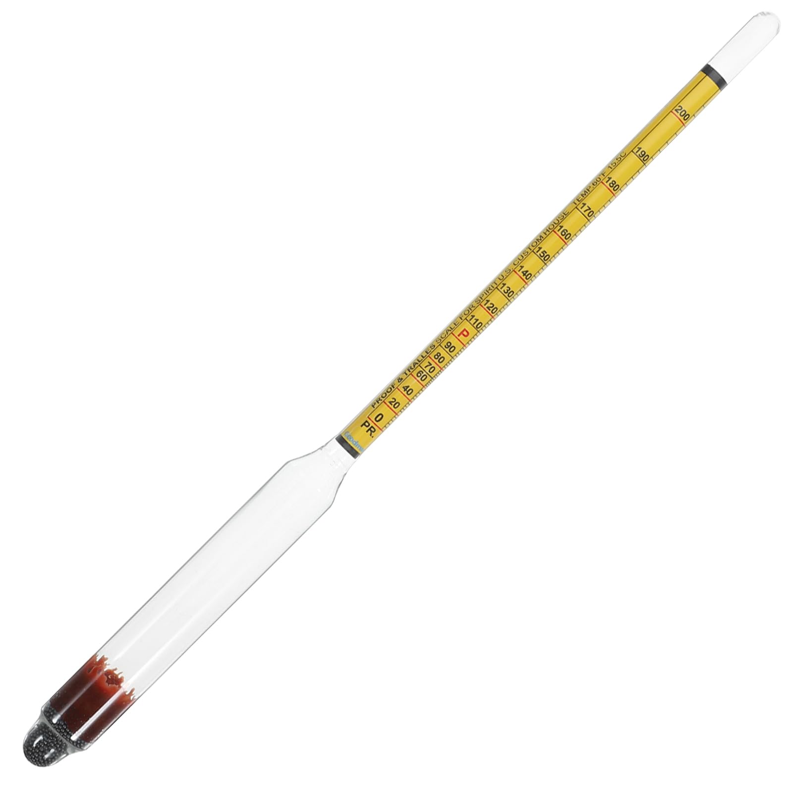 Idrometro per Alcol in Vetro 0-200 Proof Misuratore di Alcol per Vino E Liquori Strumento Preciso per Produzione Artigianale Casa E Industria 10.63In