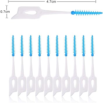 ZJchao Interdental Brushes, Toothpicks Plastic Gum Soft Picks 80 Piece Disposable Toothpicks Professional Dental Plastic Brushes,Blue,white,4.7 x 0.7cm / 1.9 x 0.3inch