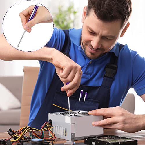 Image of Honoson 10 Pieces Pocket Screwdriver Mini Tops and Pocket Clips Magnetic Slotted Small Screw Driver with a Single Blade Head for Mechanical, Electrician(Purple)