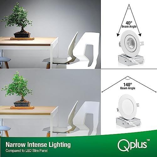 QPLUS 4Inch Eyeball Gimbal LED Recessed Light with Junction Box, Ultra Thin Dimmable Swivel Adjustable Downlight, Canless Ceiling Light 10 Watts, 750lm, ETL Listed (4000K Cool White, 4 Pack) - 4