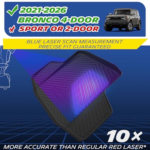 Image of Michelin Vehicle Mats for 2021-2026 Ford Bronco 4-Door | Not Fit Bronco 2 Door or Sport, All-Weather TPE Custom Fit Liner, Premier