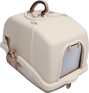 Mipcase 1 Peça Banheiro Para Gatos Caixas De Areia Fechadas Caixa De Areia Fechada Caixa Anti Respingos Para Gatos Bandeja De Areia Para Gatos Pet Gatinho Bandeja De Lixo Comadre Cinza