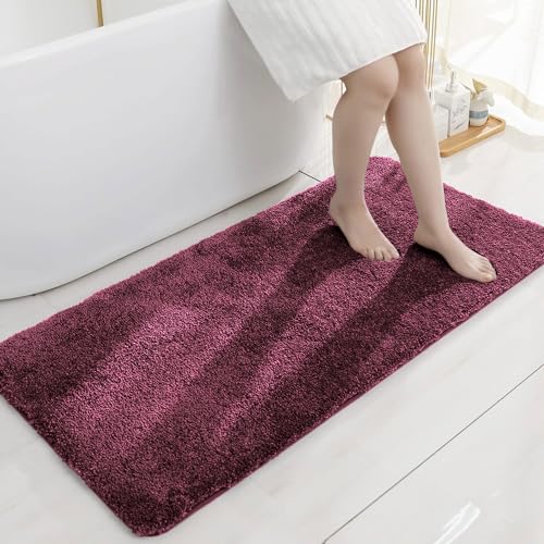 Image of Flooring India Co Newman Bath Mat 2500 GSM Super Soft Microfiber Anti Skid Slip Water Absorbent Bathroom Mats for Bedroom, Home, Door (60x90 cm, Wine)