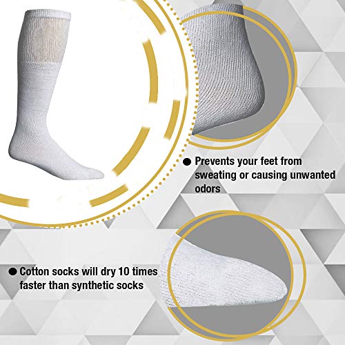 Yacht & Smith Big And Tall Mens Athletic Cotton Tube Socks, Wholesale Bulk Pack Referee Socks - King Size, by SOCKS’NBULK3