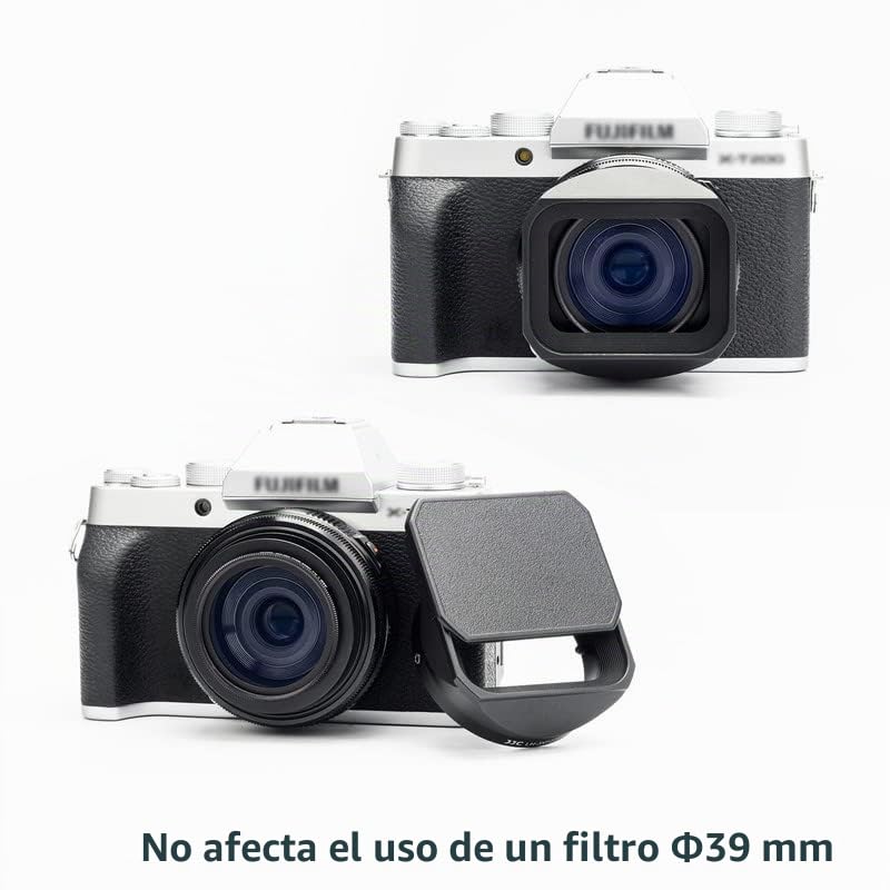 JJC LH-XF27 Parasol Metálico con Tapa para FUJIFILM XF 23mm F2.8 XF 27mm F2.8 R WR, Sustituye al Parasol Original Fujifilm LH-XF27, Reduce los Reflejos del Objetivo - Protege el Objetivo