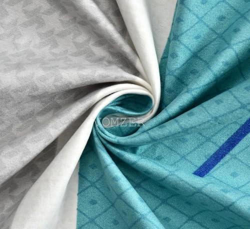 Image of VOMZER 5-Piece Premium Printed Bedsheet Set 300 TC King Size | Cotton Blend Modern Design Flat Bedsheet, Blue Box