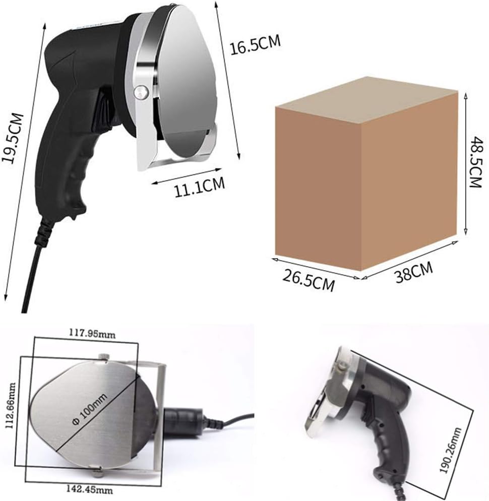 Professional Electric Kebab Meat Slicer 100mm Blade Electric Kebab Knife 0-8MM Thinnest Sliced Meat Cutter for Shawarma 80W Doner Shaver 2800RPM With 2 Blades For Cutting Kebab Lamb Turkey (110V)