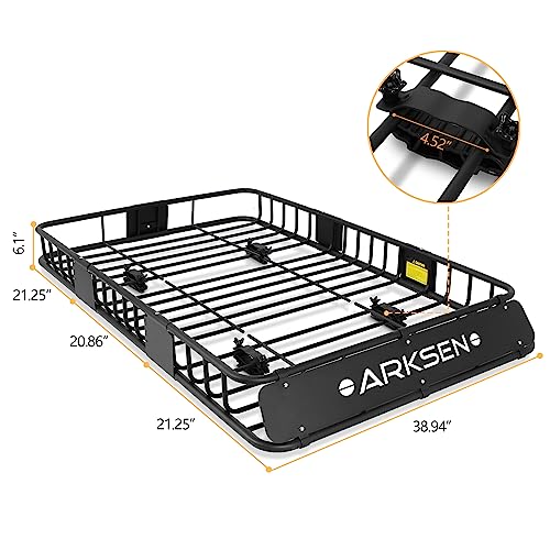 Arksen 64 X 39 Inch Universal 150Lb Heavy Duty Roof Rack Cargo With Cargo Net, Car Top Luggage Holder Carrier Basket For Suv, Truck Or Rv Camping Storage Steel Construction #TOP5
