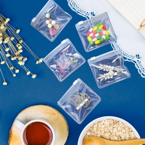 36 Stück PVC-Reißverschlussbeutel 8x8 cm - Wiederverschließbare Mini-Beutel mit Zip-Verschluss für Schmuck, Bastelbedarf, Kosmetik & Kleinteile - Transparente Aufbewahrungsbeutel mit Sichtfenster