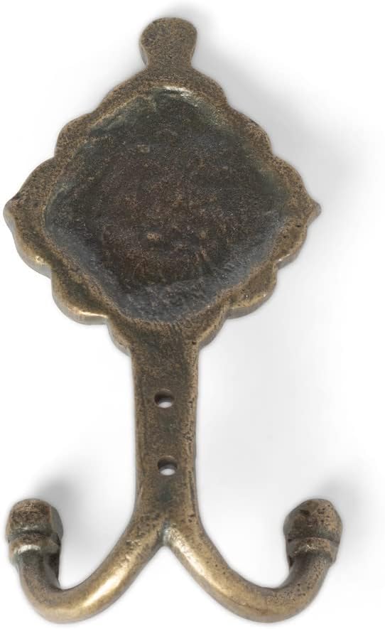 Park Hill Collection Medallion Double Wall Hook, 5.5-inch Height, Brass, for Home, Office, Room Decor Use