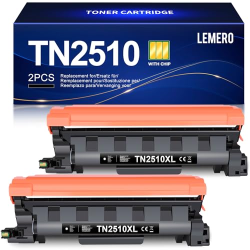 Lemero TN2510XL Toner Kompatibel für Brother MFC-l2827dw MFC-l2800dw MFC-l2827dw hl-l2400dw mfc-l2835dw hl-l2400dwe mfc-l2860dwe dcp-l2660dw hl-l2445dw für 2510 Toner (2 Pack)