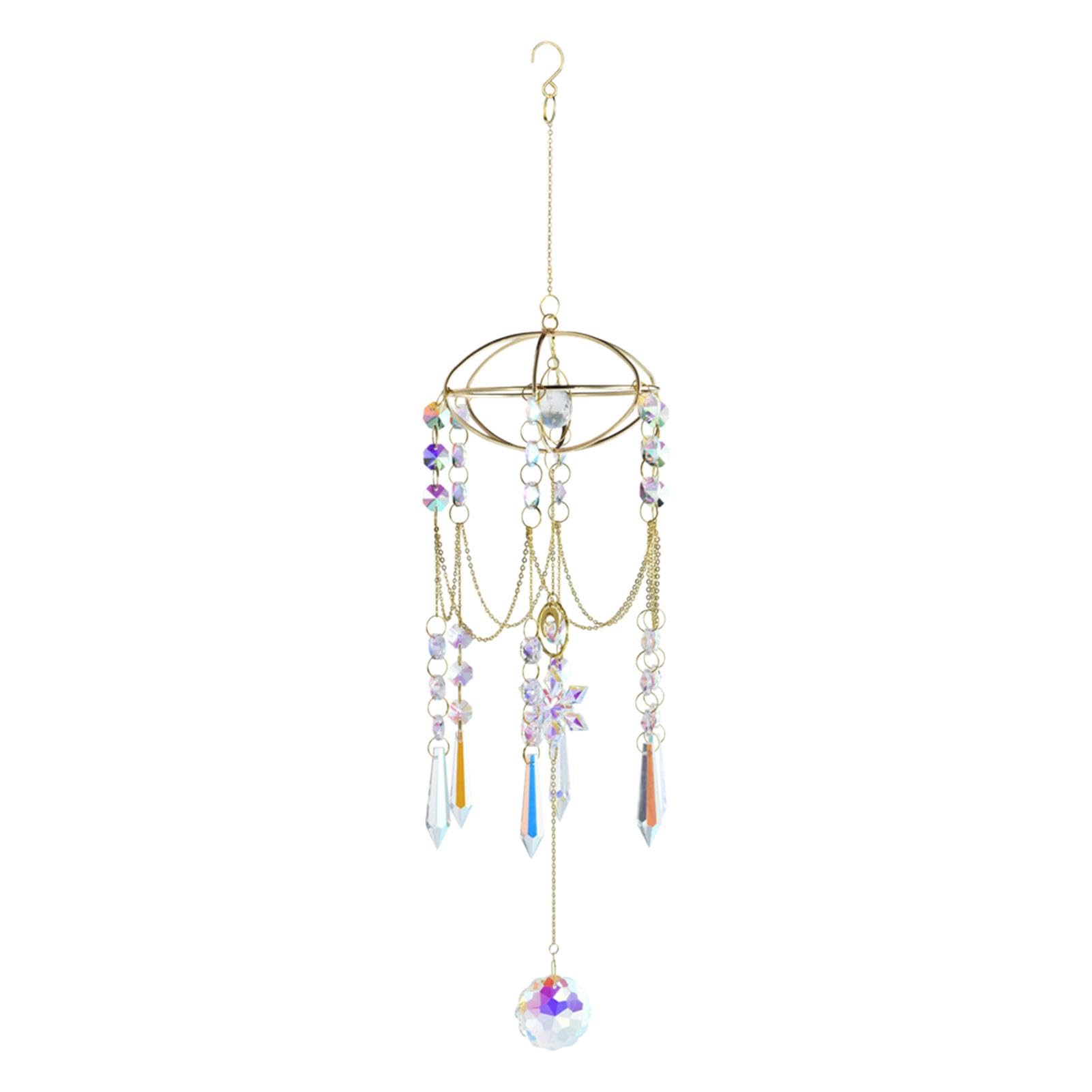 Carillon éolien attrape-soleil en cristal de verre facetté premium