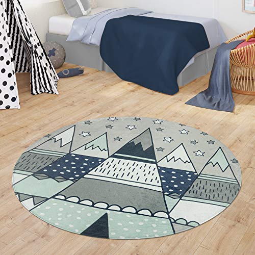TT Home Teppich Kinderzimmer Kinderteppich Babymatte Tipi Design Mit Sternen Muster, Farbe:Grau,...