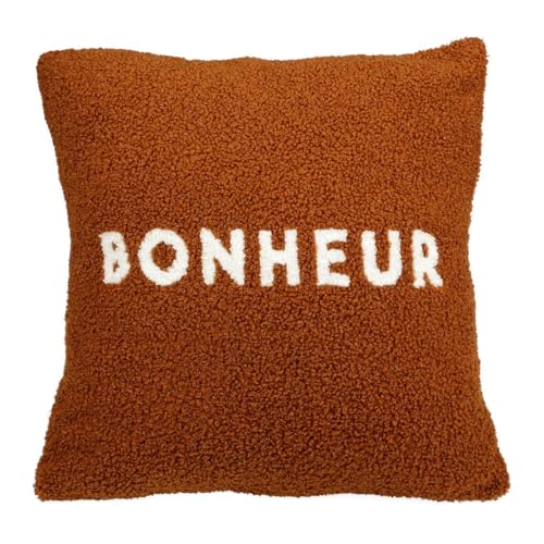 OSTARIA 36080 Housse de Coussin Carrée décorative Tissu Bouclette Bonheur - Housse/Taie Déco Résolument Tendance pour sublimer Votre intérieur - Housse...