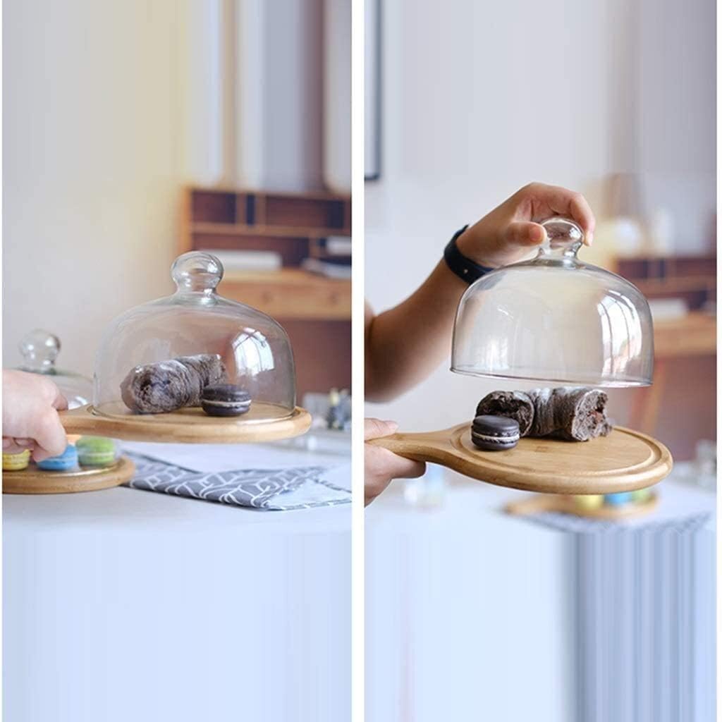 Wedding Birthday Party Dessert Display and Decoration Plate Sushi Steak Tray Glass Dome Transparent Lid (Size : 22cm) (22cm)