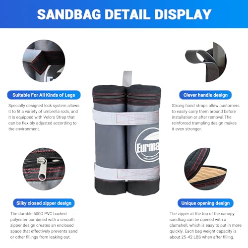 Eurmax Usa Pro - Set Di 4 Sacchi Di Sabbia Per Tettoia Pop Up, Ripari Istantanei, Senza Sabbia - 4