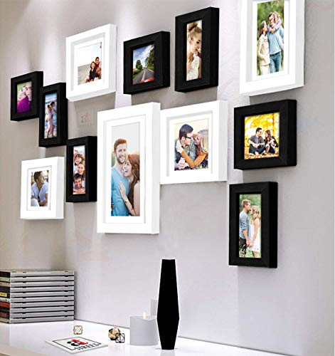 Image of Art Street Decorative Nebula Individual Set of 12 Black & White Wall Photo Frames Wall Picture Frame with Mix Size||4X6-7 Unit, 6X8-4 Units, 8X10-1 Unit||