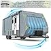 RV Cover Upgraded 8 Layers Top Camper Cover Windproof Travel Trailer Cover RV, Tire Cover,Hauler Cover with Tongue Jack Cover, Extra Long Windproof Ropes (20-22FT)