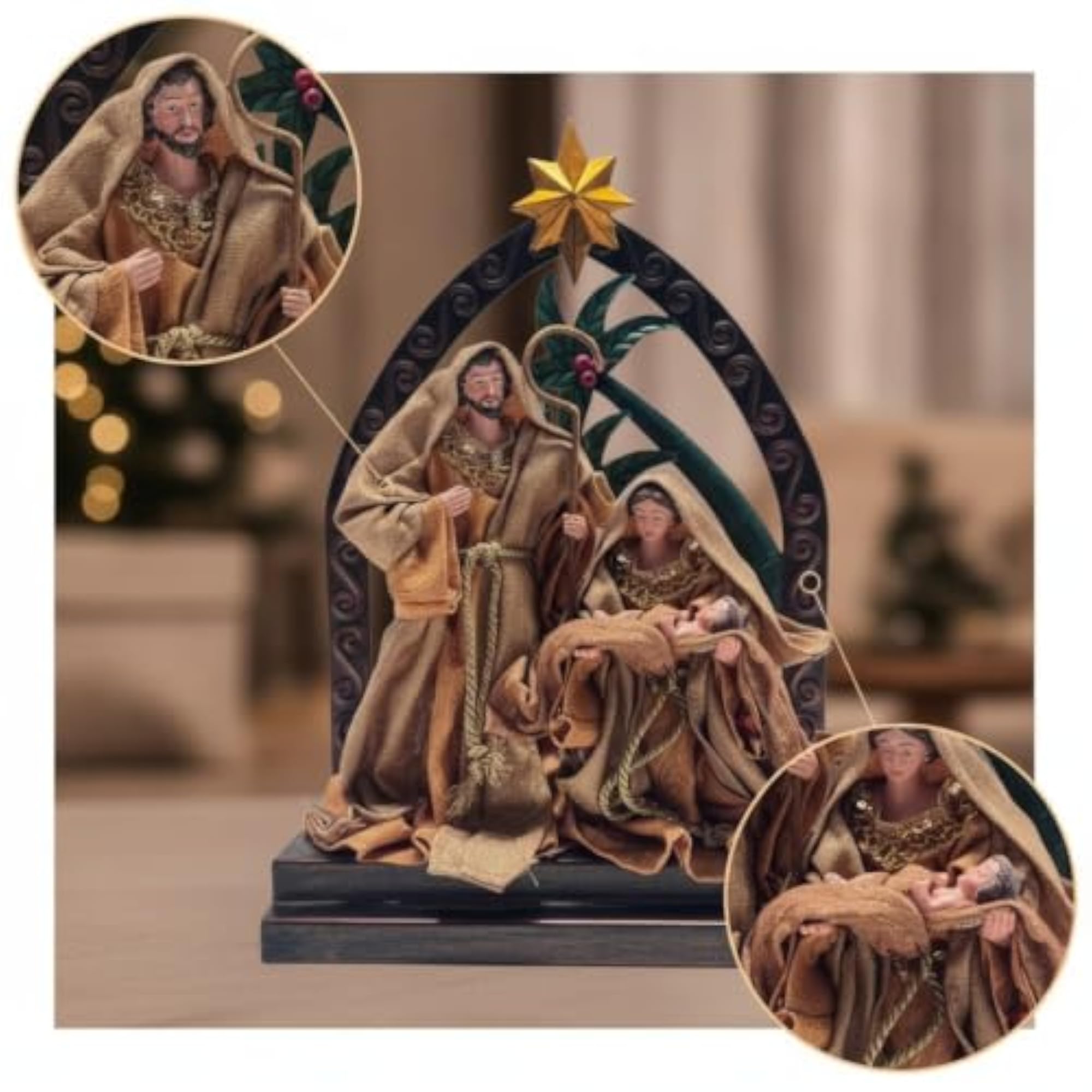 Freestanding Tabletop Figurine with Arch Artisanal-Style Decorative Figurine