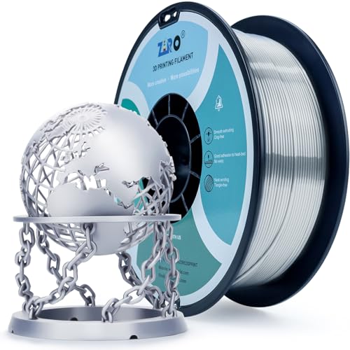 ZIRO PLA Filament 1.75mm, Shine Silk 3D Printing Material, 1KG Silver